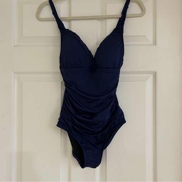 HILOR Braided Twist Tummy Control One Piece Swimsuit in Navy NWT - Picture 11 of 11